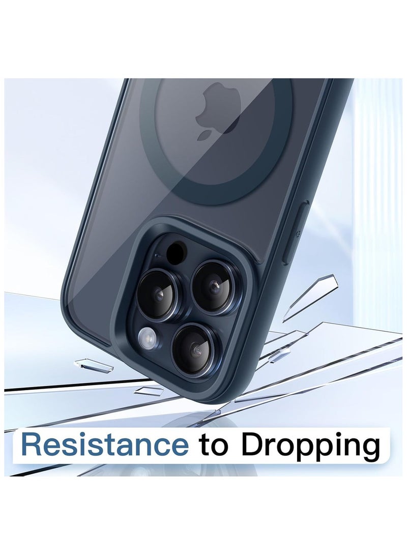 أكاليكس جراب مغناطيسي شفاف لهاتف iPhone 14 Pro Max، متوافق مع MagSafe، غطاء فاخر مطلي، جراب هاتف شفاف ناعم مقاوم للصدمات من مادة TPU (أزرق داكن) - Image 4